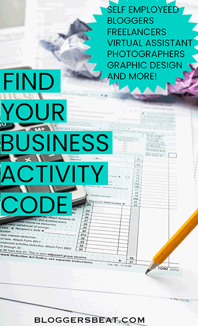 Business Activity Code for Bloggers and Related Businesses 